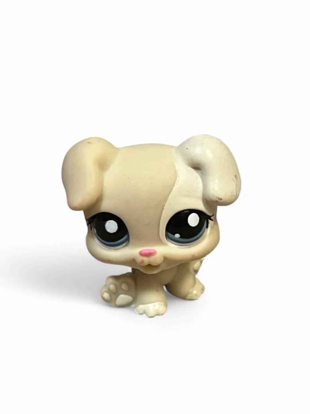 Authentic Littlest Pet Shop LPS #1706 Cream White Patches Boxer Puppy Dog